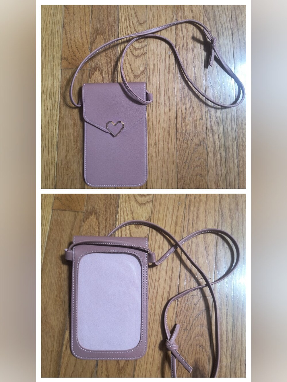 Minimalist cell phone holder crossbody purse, mauve color